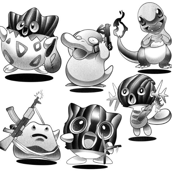 Armed and adorable tattoo flash sheet by Jade, Dallas