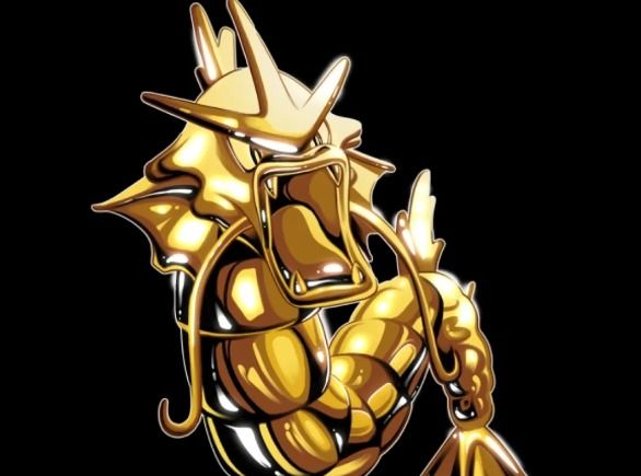 Gold Gyarados tattoo flash design by Jade, Dallas